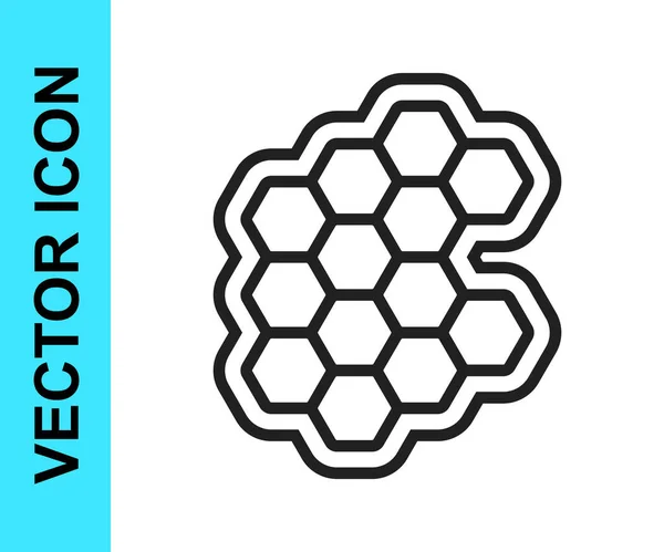 Schwarze Linie Honeycomb Symbol isoliert auf weißem Hintergrund. Das Symbol der Honigzellen. Süße natürliche Nahrung. Vektor — Stockvektor