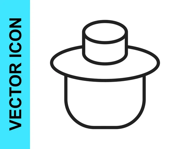 Linha preta Apicultor com proteger ícone chapéu isolado no fundo branco. Uniforme de protecção especial. Vetor — Vetor de Stock