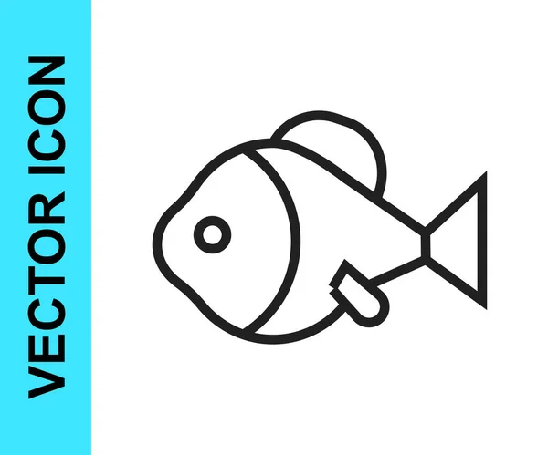 Schwarze Linie Fisch-Symbol isoliert auf weißem Hintergrund. Vektor — Stockvektor