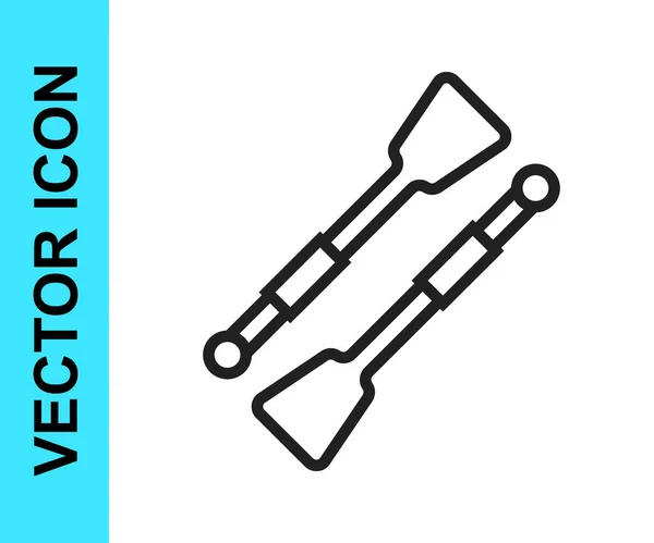 Fekete vonal evezők vagy evezők csónak ikon elszigetelt fehér alapon. Vektor — Stock Vector