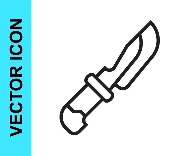 Icono de cuchillo de línea negra aislado sobre fondo blanco. Símbolo de cubertería. Vector — Vector de stock