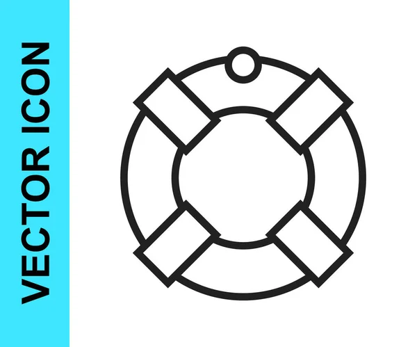 Schwarze Linie Rettungsring Symbol isoliert auf weißem Hintergrund. Rettungsring-Symbol. Vektor — Stockvektor