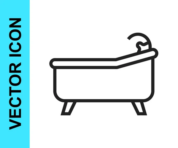 Schwarze Linie Badewannen-Symbol isoliert auf weißem Hintergrund. Vektor — Stockvektor