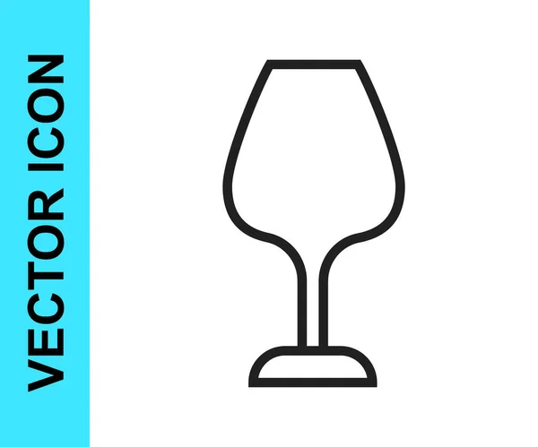 Schwarze Linie Weinglas-Symbol isoliert auf weißem Hintergrund. Weinglasschild. Vektor — Stockvektor