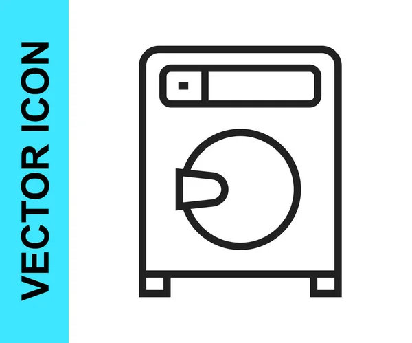 Black line Washer icon isolated on white background. Washing machine icon. Clothes washer - laundry machine. Home appliance symbol. Vector — Stock Vector