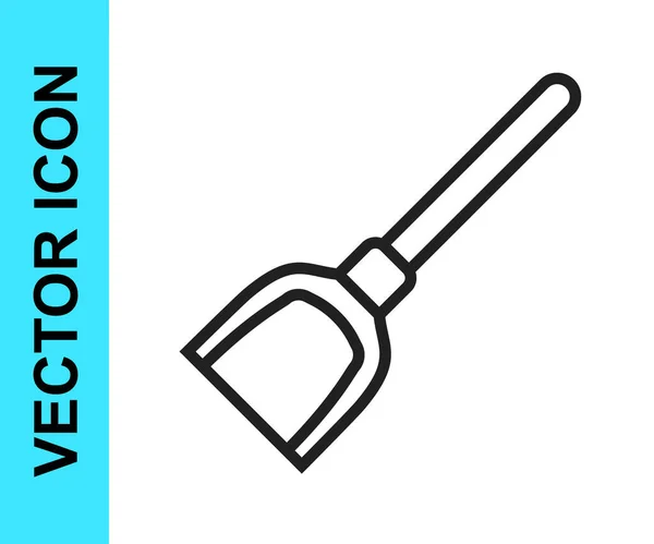 Icono de Dustpan de línea negra aislado sobre fondo blanco. Servicios de limpieza de palas. Vector — Vector de stock