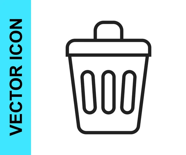 Papelera de línea negra puede icono aislado sobre fondo blanco. Cartel de basura. Reciclar icono de cesta. Icono de basura de oficina. Vector — Vector de stock