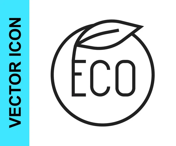 Schwarze Linie Banner, Etikett, Tag, Logo für ökologische grüne gesunde Lebensmittel Symbol isoliert auf weißem Hintergrund. Bioprodukt. Aufkleber für gesunde Lebensmittel. Vektor — Stockvektor