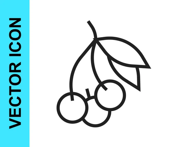 Černá čára Čerstvé letní bobule ikona izolované na bílém pozadí. Bobulové ovoce. Vektor — Stockový vektor
