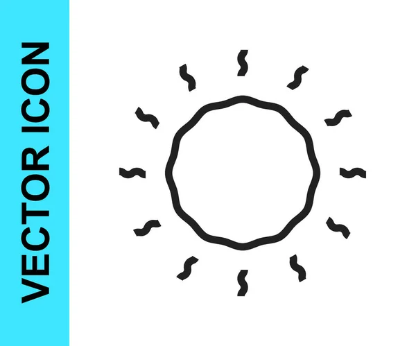 Schwarze Linie Sonnensymbol isoliert auf weißem Hintergrund. Vektor — Stockvektor