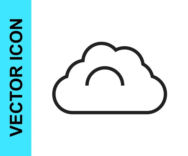 Línea negra Icono de clima nublado aislado sobre fondo blanco. Vector — Vector de stock