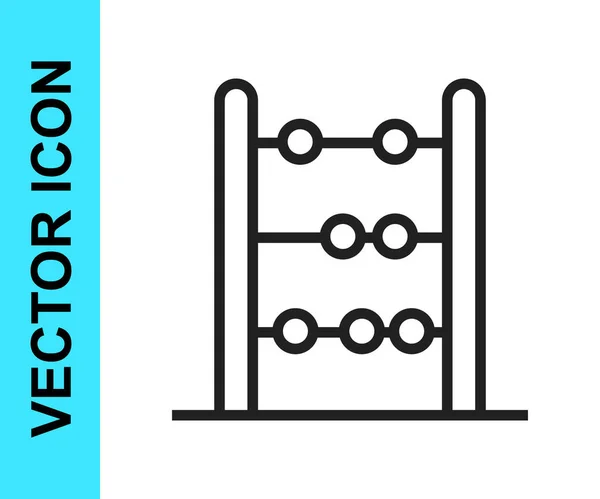 Černá čára Ikona Abacus izolovaná na bílém pozadí. Tradiční počítací rám. Značka vzdělání. Matematická škola. Vektor — Stockový vektor