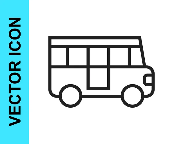 Černá čára školní autobus ikona izolované na bílém pozadí. Symbol veřejné dopravy. Vektor — Stockový vektor