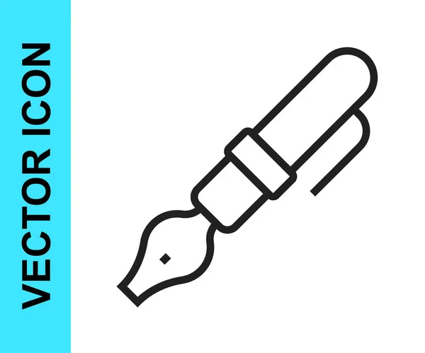Schwarze Linie Füllfederhalter-Symbol isoliert auf weißem Hintergrund. Stift-Werkzeug-Zeichen. Vektor — Stockvektor