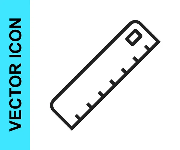 Zwarte lijn Heerser pictogram geïsoleerd op witte achtergrond. Rechtdoor symbool. Vector — Stockvector