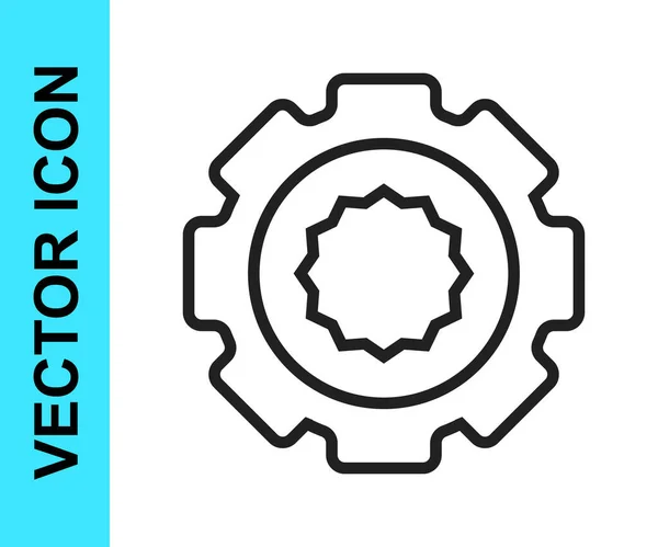 Icono de engranaje de línea negra aislado sobre fondo blanco. Señal de configuración del engranaje Cogwheel. Un símbolo de engranaje. Vector — Vector de stock