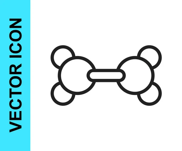 Línea negra Icono de molécula aislado sobre fondo blanco. Estructura de moléculas en química, profesores de ciencias innovador cartel educativo. Vector — Vector de stock