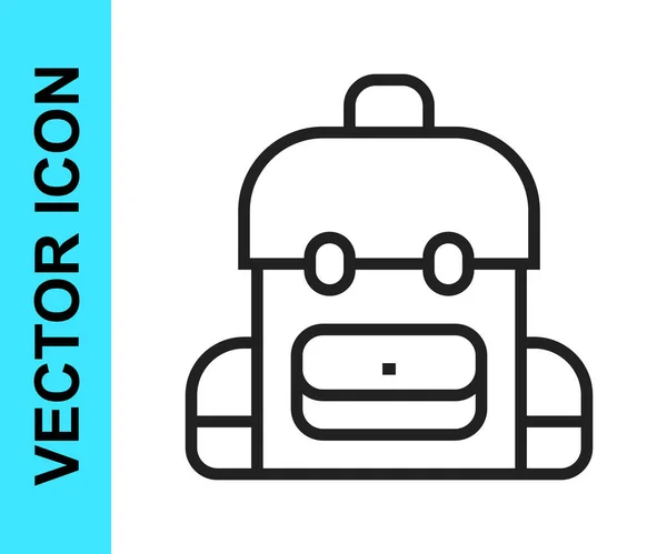 Icono de la mochila Black line School aislado sobre fondo blanco. Vector — Vector de stock