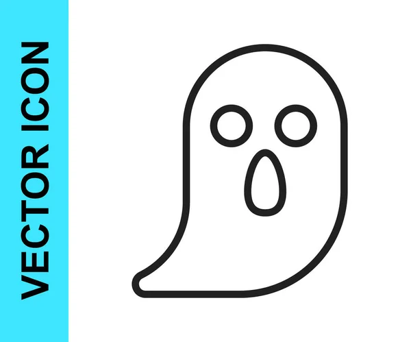 Schwarze Linie Ghost-Symbol isoliert auf weißem Hintergrund. Frohe Halloween-Party. Vektor — Stockvektor