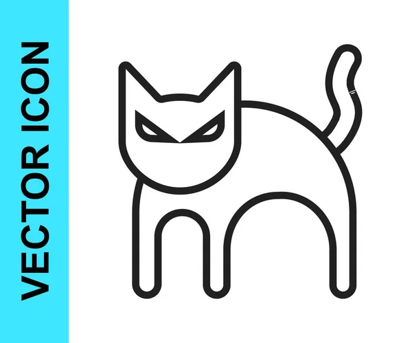 Black line Black cat icon isolated on white background. Happy Halloween party. Vector — Stock Vector