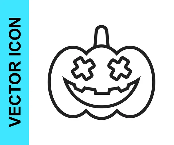Schwarze Linie Kürbissymbol isoliert auf weißem Hintergrund. Frohe Halloween-Party. Vektor — Stockvektor
