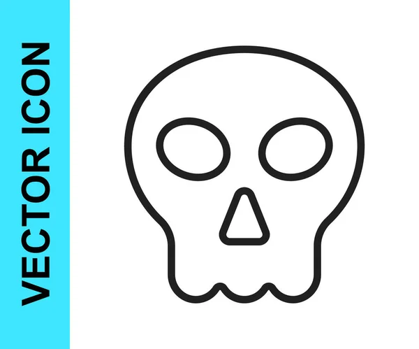 Svart linje Skull ikon isolerad på vit bakgrund. Glad halloweenfest. Vektor — Stock vektor