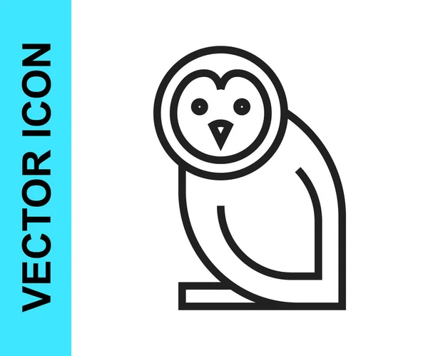 Black line Owl bird icon isolated on white background. Animal symbol. Vector — Stock Vector