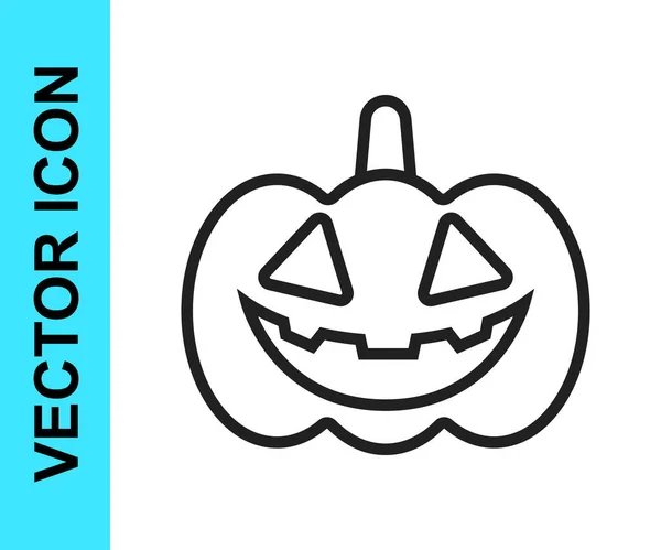 Linha preta Ícone de abóbora isolado no fundo branco. Feliz festa de Halloween. Vetor — Vetor de Stock