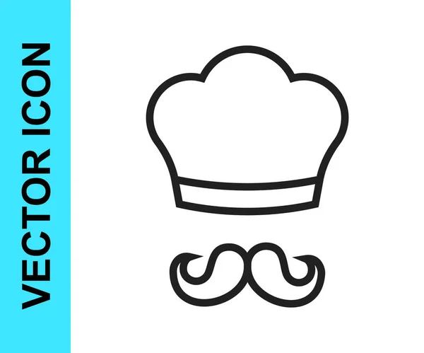 Icono cocinero italiano de línea negra aislado sobre fondo blanco. Vector — Vector de stock