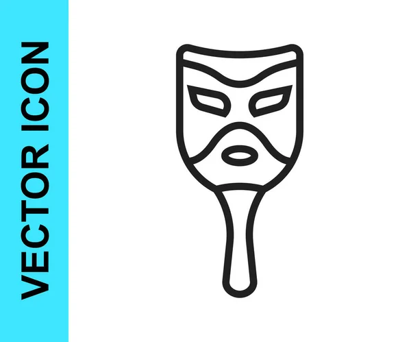 Icono de máscara de carnaval de línea negra aislado sobre fondo blanco. Máscara de fiesta de disfraces. Vector — Vector de stock