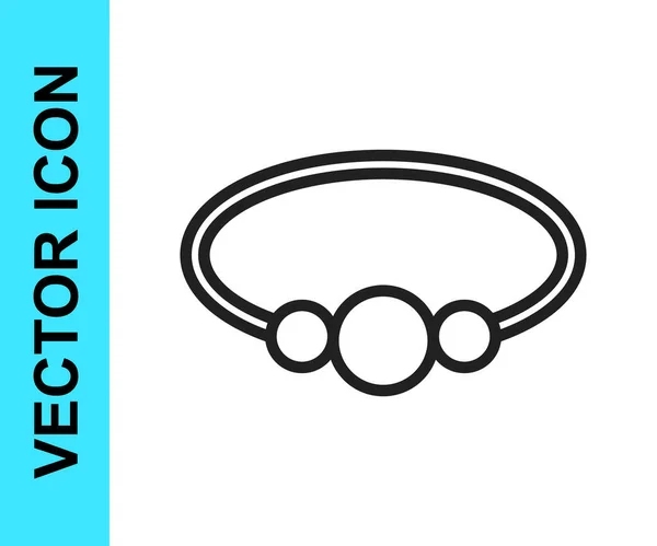 Pulsera de línea negra icono de la joyería aislado sobre fondo blanco. Signo de brazalete. Vector — Vector de stock