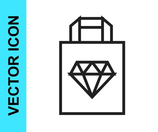Black line Shopping bag jewelry icon isolated on white background. Vector — Stock Vector