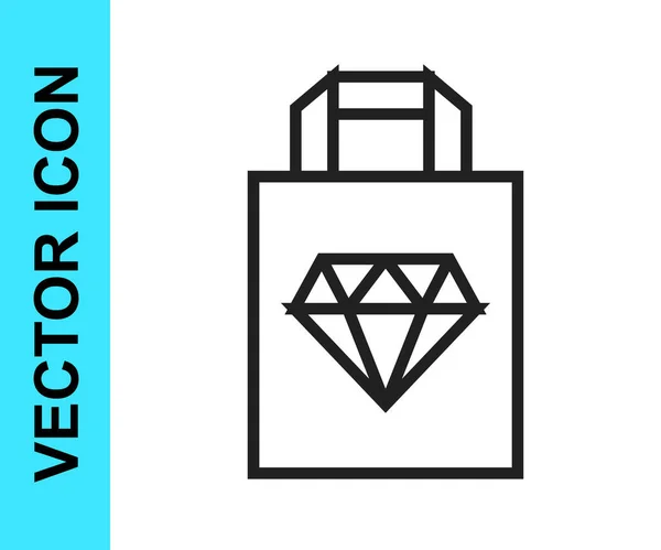 Línea negra Icono de joyería bolsa de compras aislado sobre fondo blanco. Vector — Vector de stock