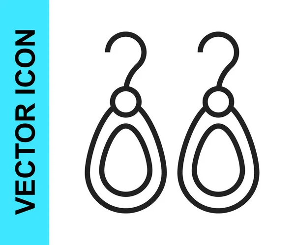 Pendientes de línea negra icono aislado sobre fondo blanco. Accesorios de joyería. Vector — Vector de stock