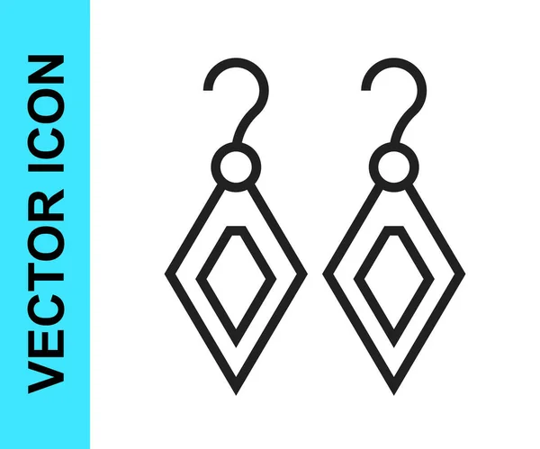 Black line Earrings icon isolated on white background. Jewelry accessories. Vector — Stock Vector