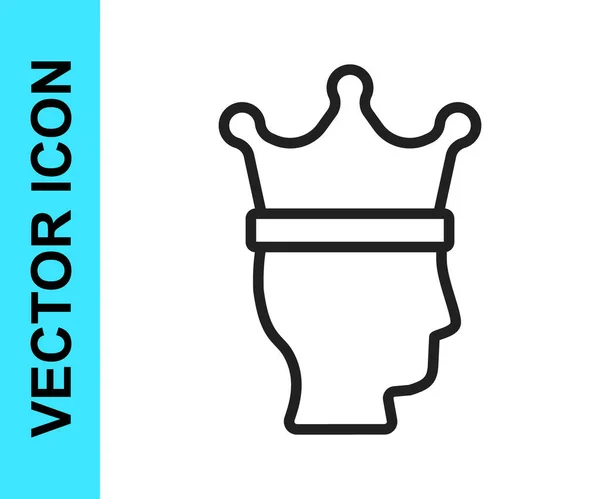 Linea nera Re corona icona isolata su sfondo bianco. Vettore — Vettoriale Stock