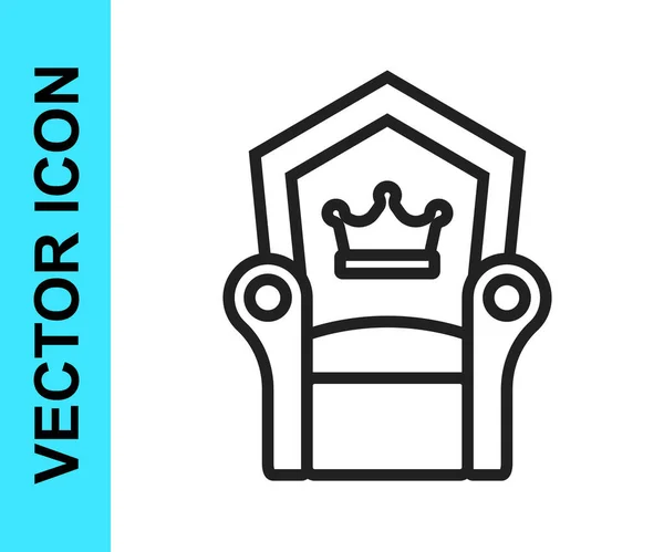 Icono del trono medieval de línea negra aislado sobre fondo blanco. Vector — Vector de stock