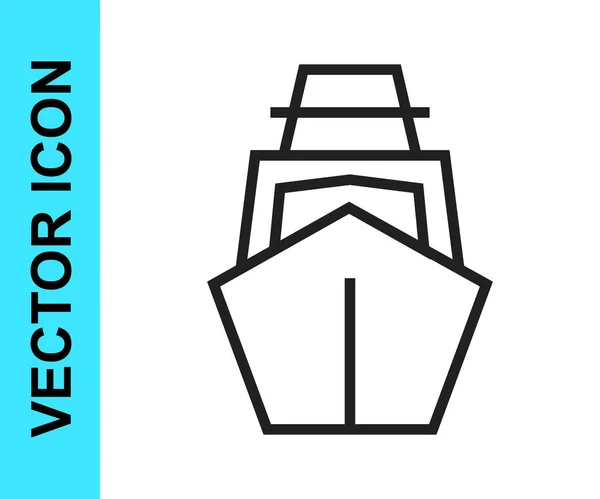 Ligne noire Voilier ou icône de voilier isolé sur fond blanc. Voilier croisière maritime voyage. Vecteur — Image vectorielle