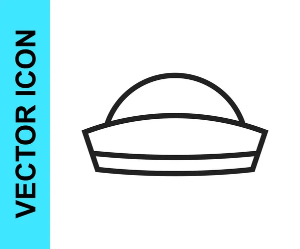 Línea negra Icono del sombrero marinero aislado sobre fondo blanco. Vector — Vector de stock