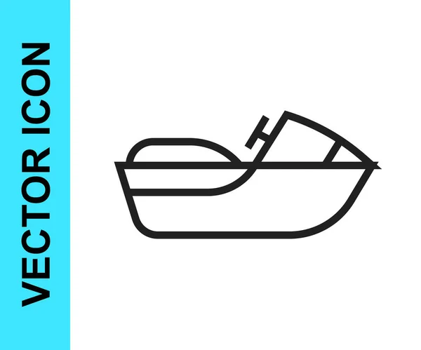 Línea negra Icono de Jet ski aislado sobre fondo blanco. Scooter de agua. Deporte extremo. Vector — Archivo Imágenes Vectoriales