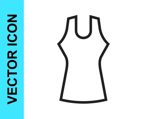 Línea negra Icono de vestido de mujer aislado sobre fondo blanco. Señal de ropa. Vector — Vector de stock