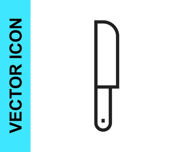 Black Line Knife Symbol isoliert auf weißem Hintergrund. Bestecksymbol vorhanden. Vektor — Stockvektor