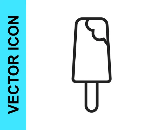 Ligne noire Icône crème glacée isolée sur fond blanc. Doux symbole. Vecteur — Image vectorielle
