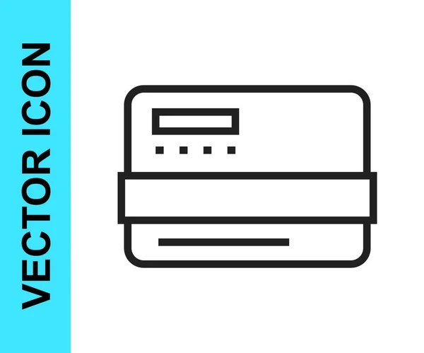 Černá linka Kreditní karta ikona izolované na bílém pozadí. Online platba. Výběr hotovosti. Finanční operace. Nákupní značka. Vektor — Stockový vektor