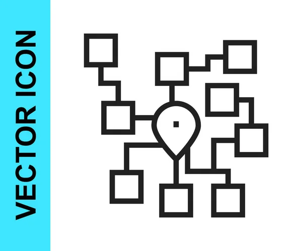 Linha preta Ícone de rede neural isolado no fundo branco. Inteligência artificial IA. Vetor — Vetor de Stock