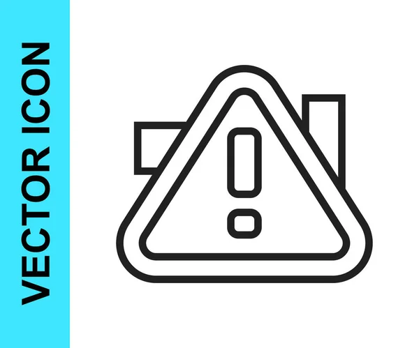 Black line Exclamation mark in triangle icon isolated on white background. Hazard warning sign, careful, attention, danger warning important. Vector — Stock Vector