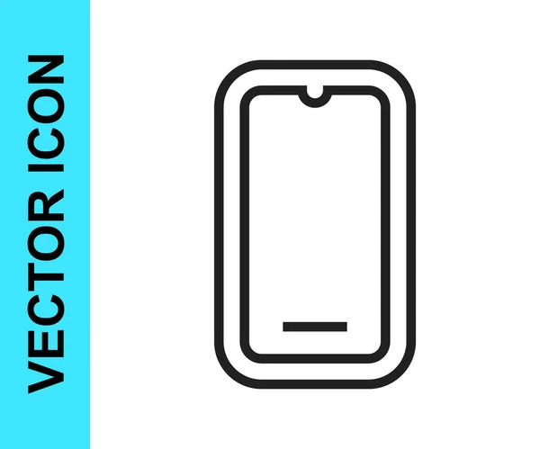 Linha preta Smartphone, ícone do telefone celular isolado no fundo branco. Vetor —  Vetores de Stock