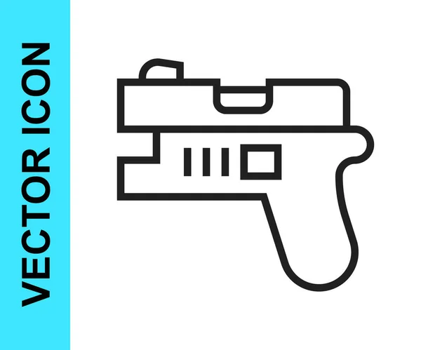 Futuristisches Space-Gun-Blaster-Symbol auf weißem Hintergrund. Laser-Handfeuerwaffe. Alien Weapon. Vektor — Stockvektor