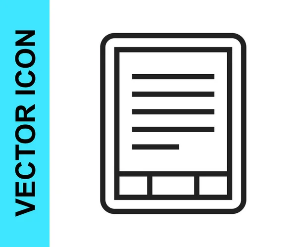 Das schwarze E-Book-Reader-Symbol isoliert auf weißem Hintergrund. Vektor — Stockvektor