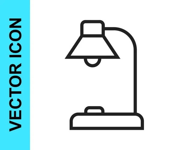 Linha preta Ícone da lâmpada de mesa isolado no fundo branco. Vetor — Vetor de Stock